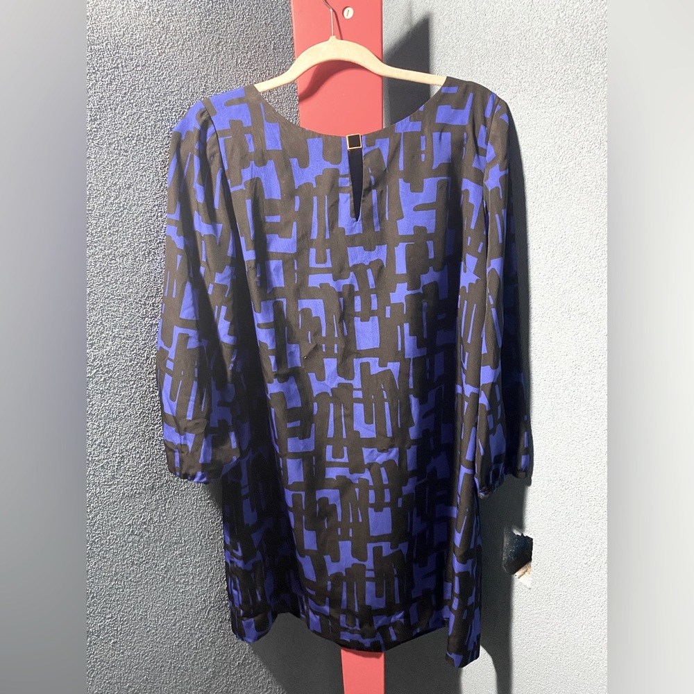Tahari 5120M324 Cobalt Blue/Black Abstract Shift Dress w/Optional Belt